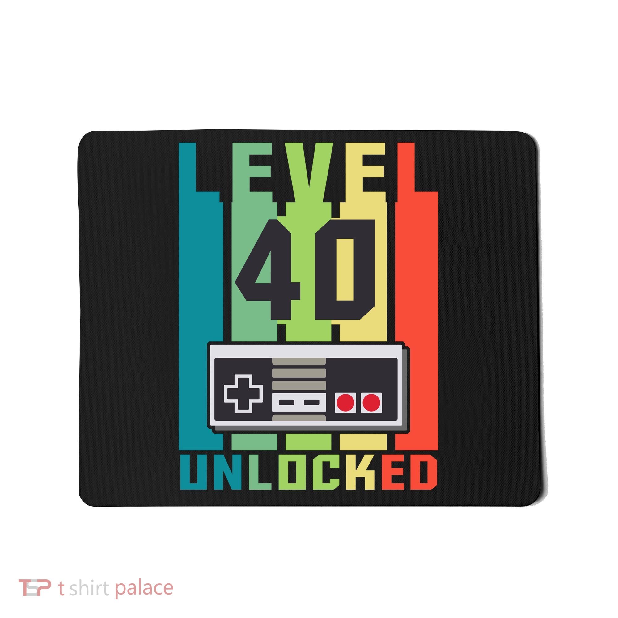 Level 40 Unlocked Funny Retro Gamer Birthday Mousepad