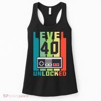 Level 40 Unlocked Funny Retro Gamer Birthday Women's Tank Top thumb 0