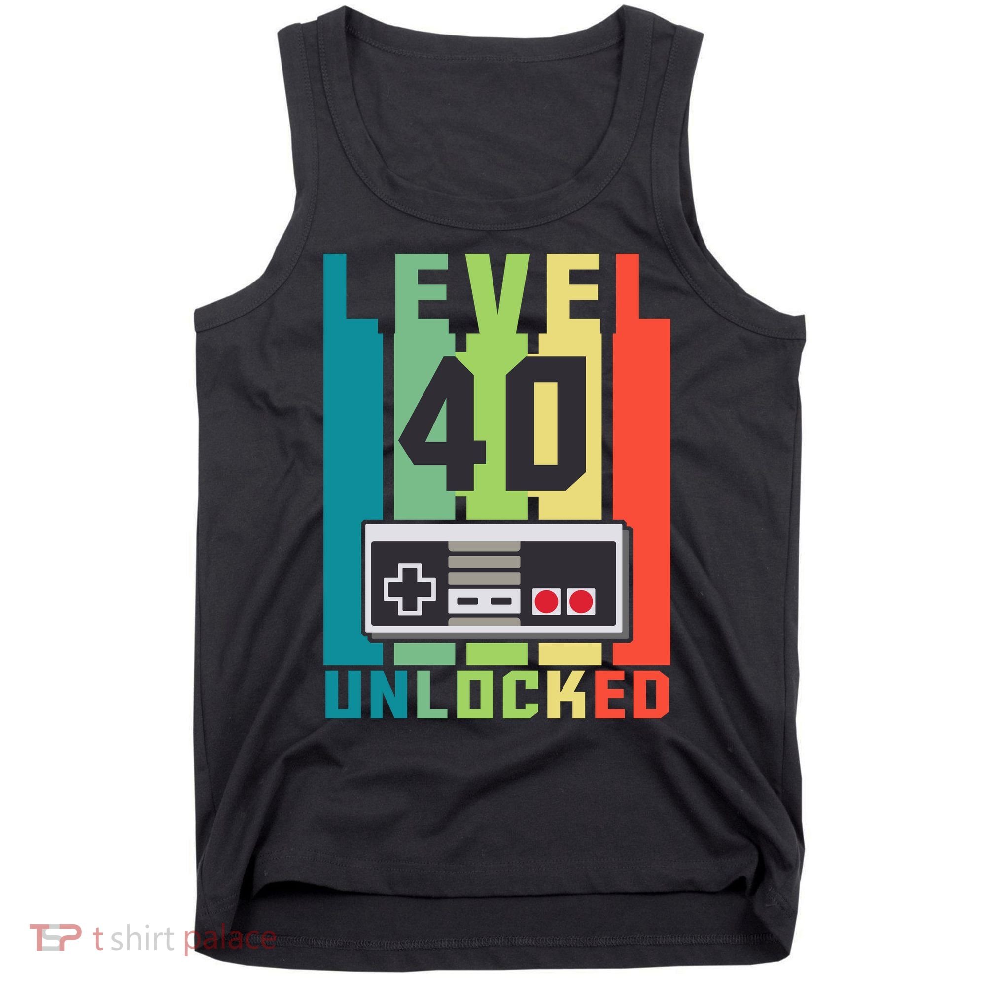 Level 40 Unlocked Funny Retro Gamer Birthday Tank Top
