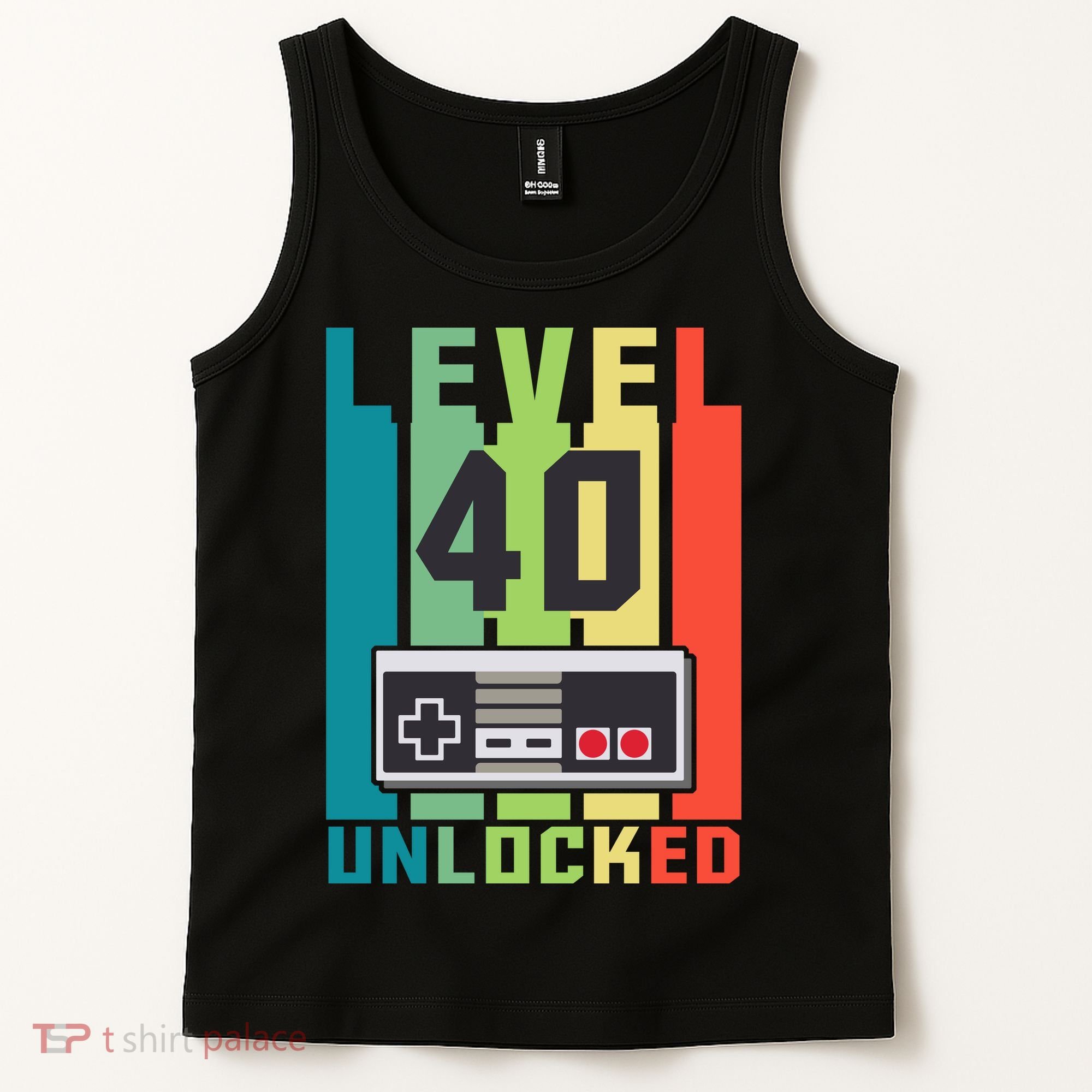 Level 40 Unlocked Funny Retro Gamer Birthday Tank Top