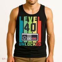 Level 40 Unlocked Funny Retro Gamer Birthday Tank Top thumb 3