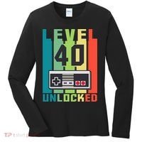 Level 40 Unlocked Funny Retro Gamer Birthday Women's Long Sleeve Shirt thumb 0