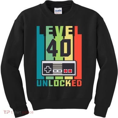 Level 40 Unlocked Funny Retro Gamer Birthday Kids Sweatshirt