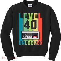 Level 40 Unlocked Funny Retro Gamer Birthday Kids Sweatshirt thumb 0