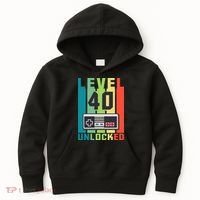 Level 40 Unlocked Funny Retro Gamer Birthday Kids Hoodie thumb 0
