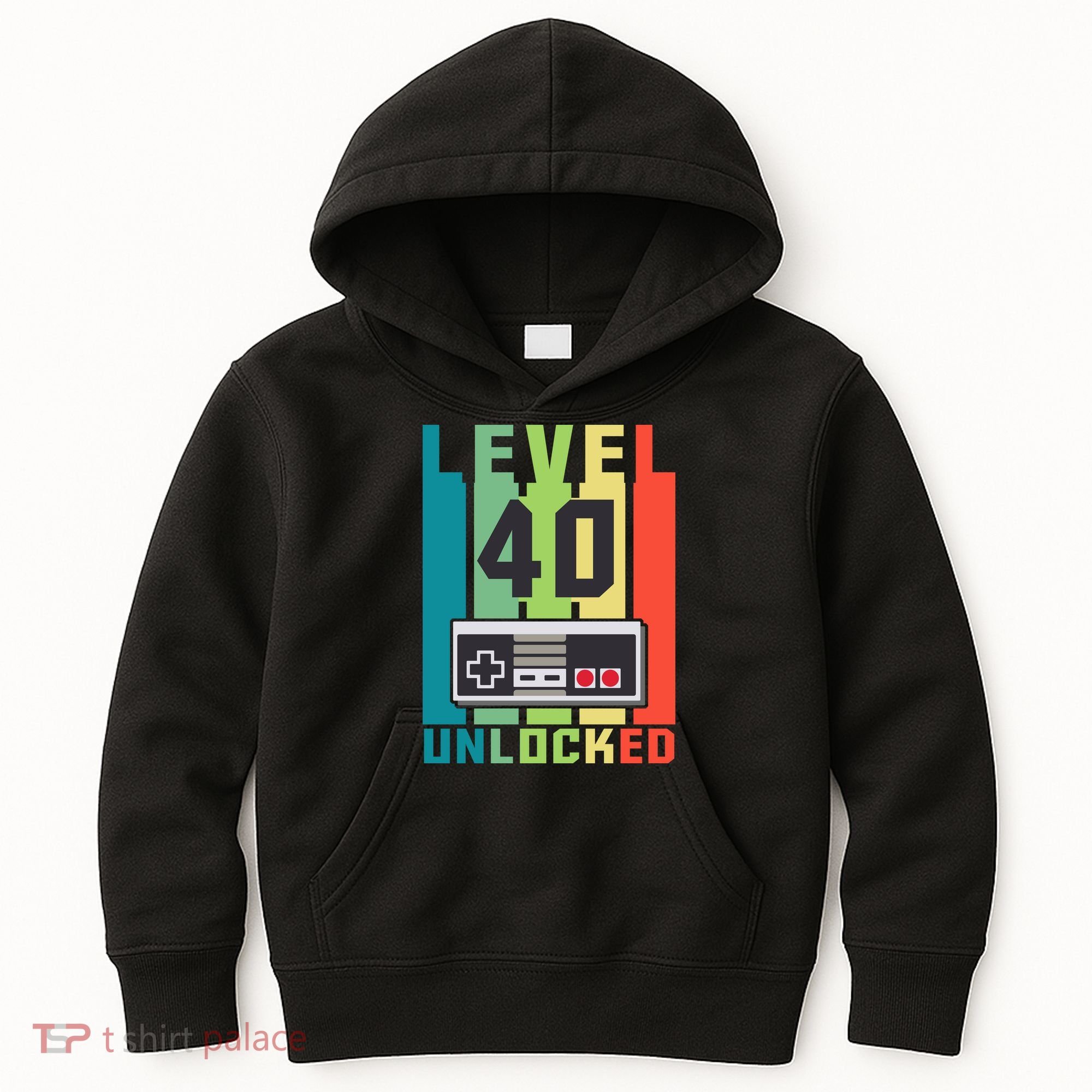 Level 40 Unlocked Funny Retro Gamer Birthday Kids Hoodie