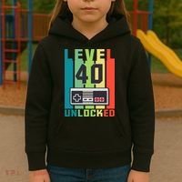 Level 40 Unlocked Funny Retro Gamer Birthday Kids Hoodie thumb 3