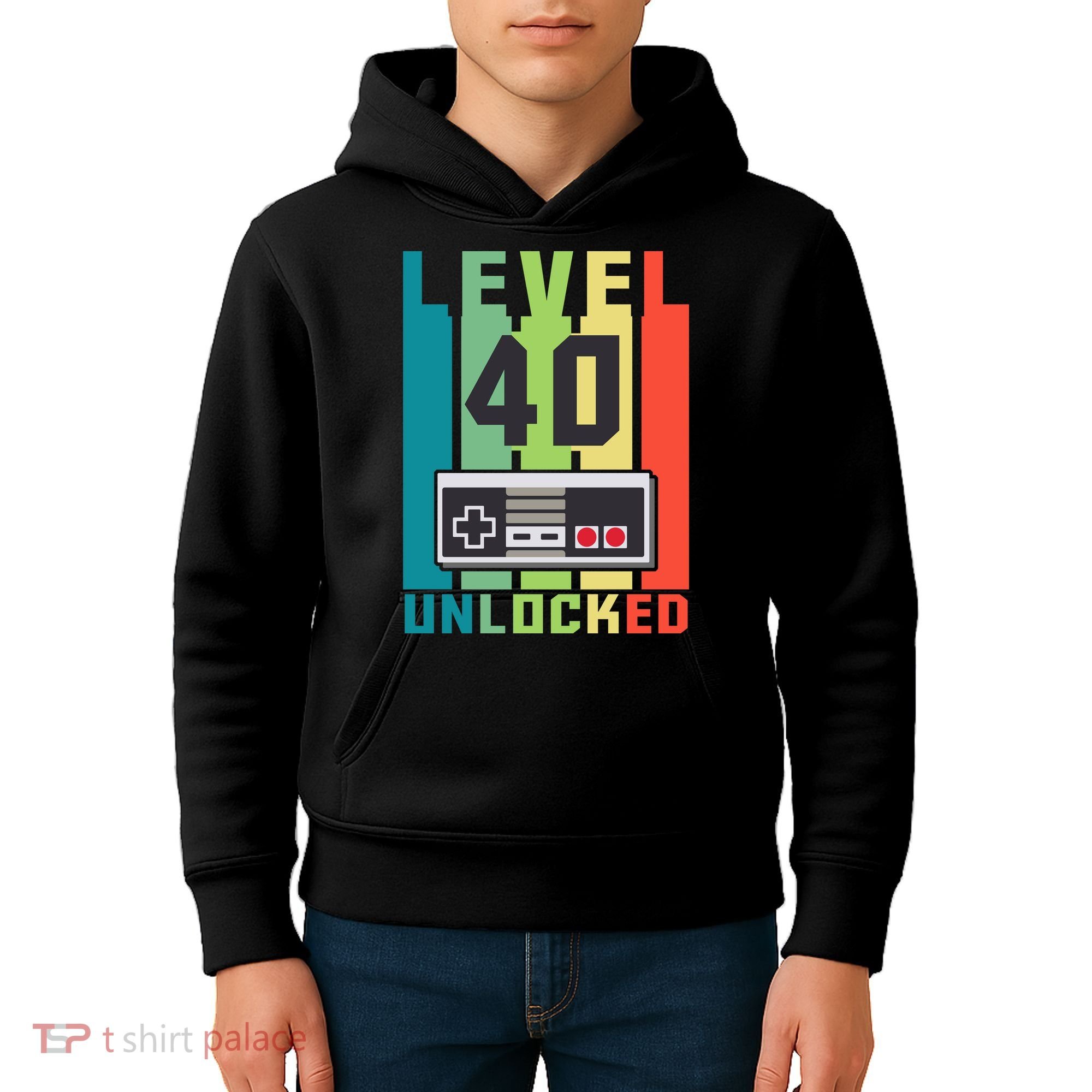 Level 40 Unlocked Funny Retro Gamer Birthday Kids Hoodie