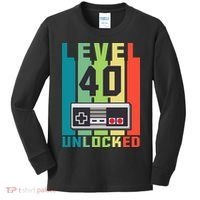 Level 40 Unlocked Funny Retro Gamer Birthday Kids Long Sleeve Shirt thumb 0