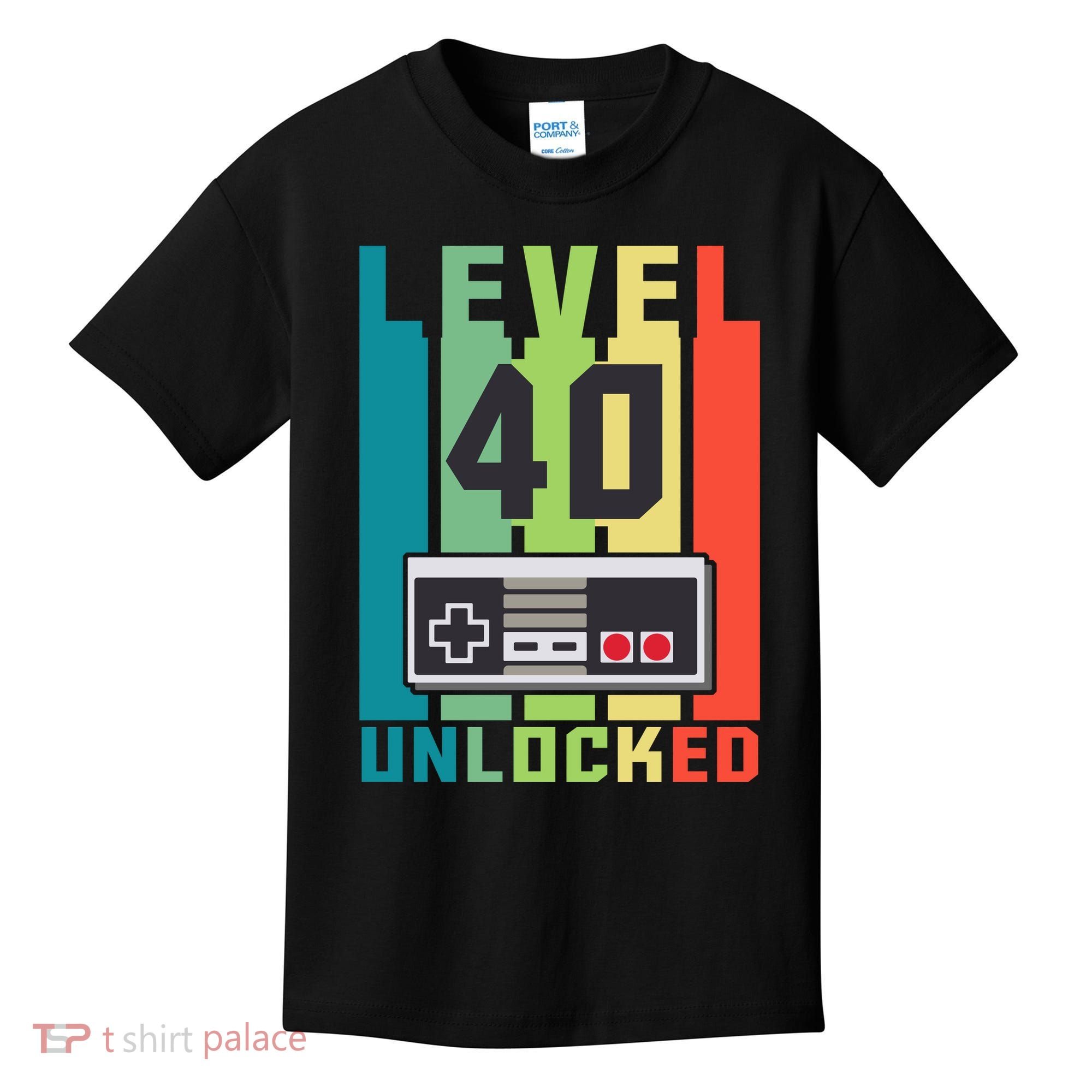 Level 40 Unlocked Funny Retro Gamer Birthday Kids T-Shirt