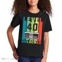 Level 40 Unlocked Funny Retro Gamer Birthday Kids T-Shirt thumb 2