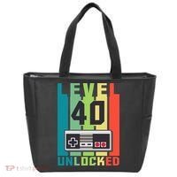 Level 40 Unlocked Funny Retro Gamer Birthday Tote Bag thumb 0