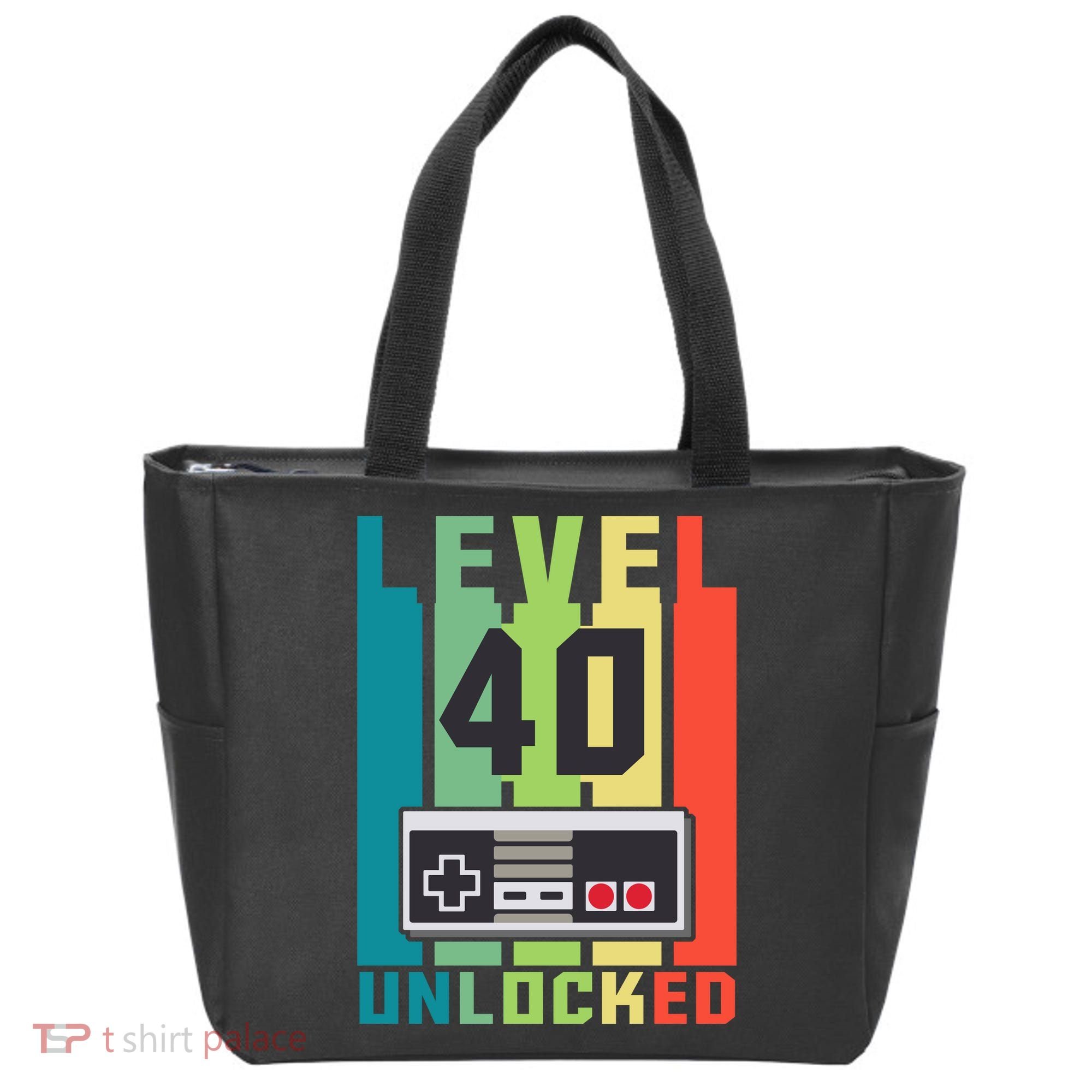 Level 40 Unlocked Funny Retro Gamer Birthday Tote Bag