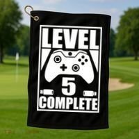 Level 5 Complete Video Gamer 5th Birthday Golf Towel thumb 1