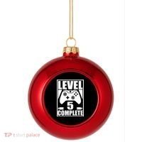 Level 5 Complete Video Gamer 5th Birthday Plastic Christmas Ball Ornament thumb 0