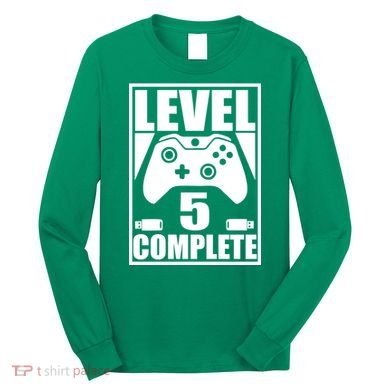 Level 5 Complete Video Gamer 5th Birthday Long Sleeve Shirt