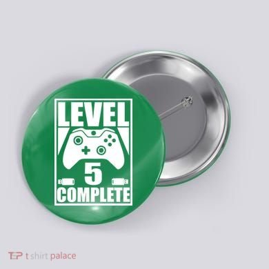 Level 5 Complete Video Gamer 5th Birthday Button