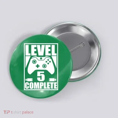 Level 5 Complete Video Gamer 5th Birthday Button