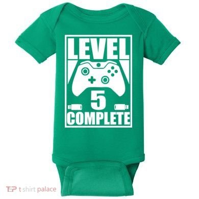 Level 5 Complete Video Gamer 5th Birthday Baby Bodysuit