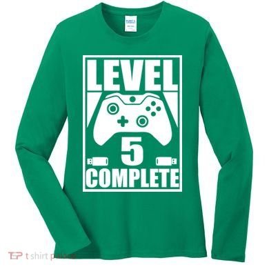 Level 5 Complete Video Gamer 5th Birthday Women's Long Sleeve Shirt
