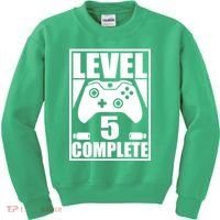 Level 5 Complete Video Gamer 5th Birthday Kids Sweatshirt thumb 0