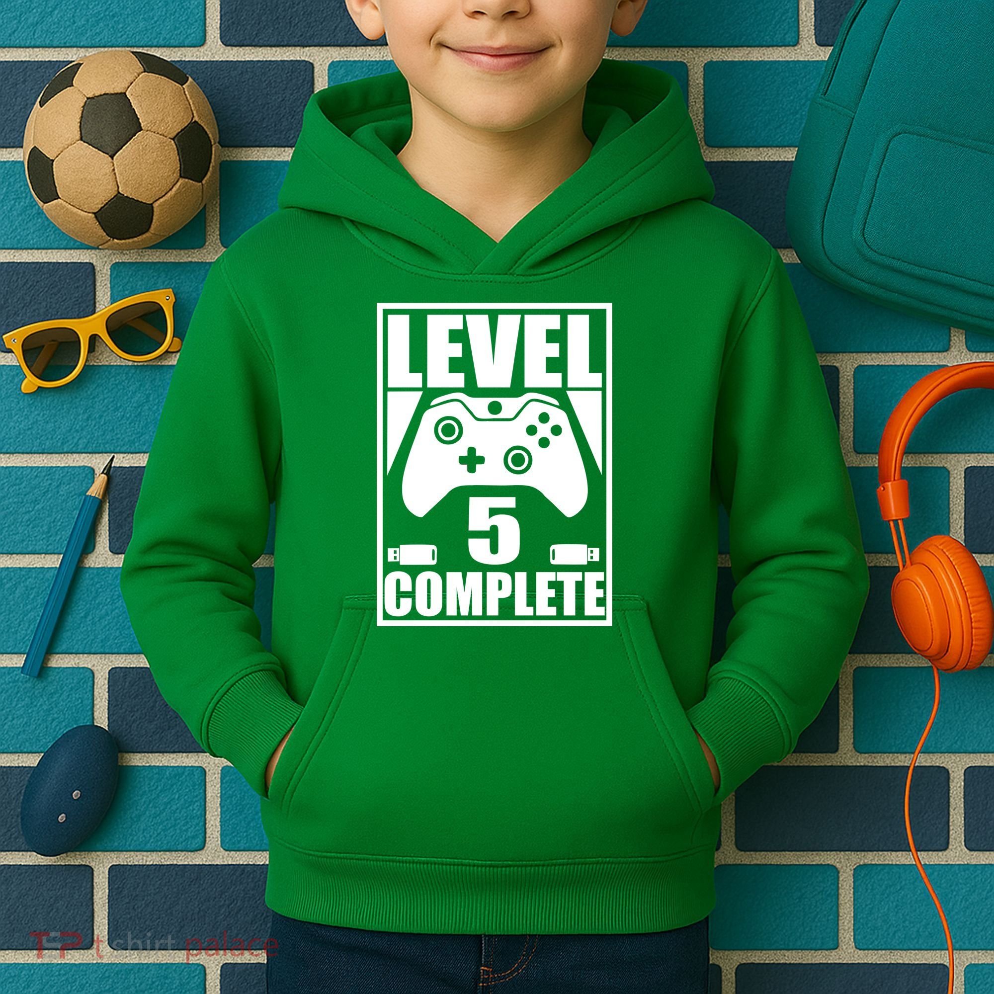 Level 5 Complete Video Gamer 5th Birthday Kids Hoodie
