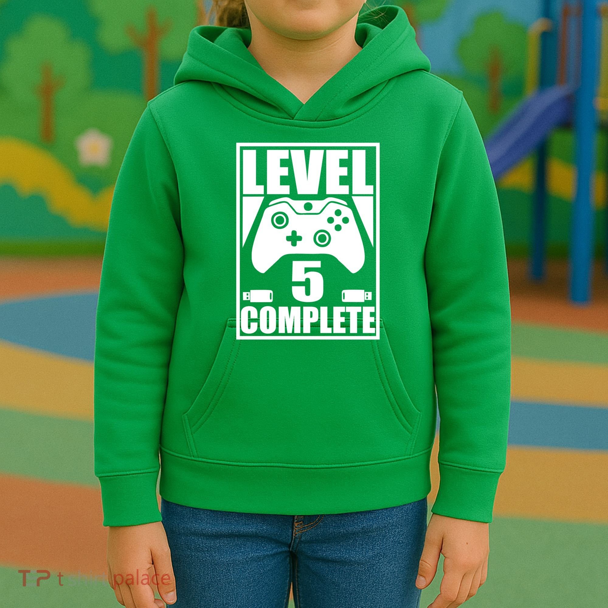 Level 5 Complete Video Gamer 5th Birthday Kids Hoodie