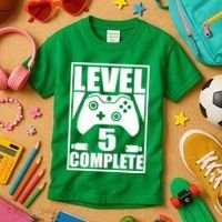 Level 5 Complete Video Gamer 5th Birthday Kids T-Shirt thumb 3