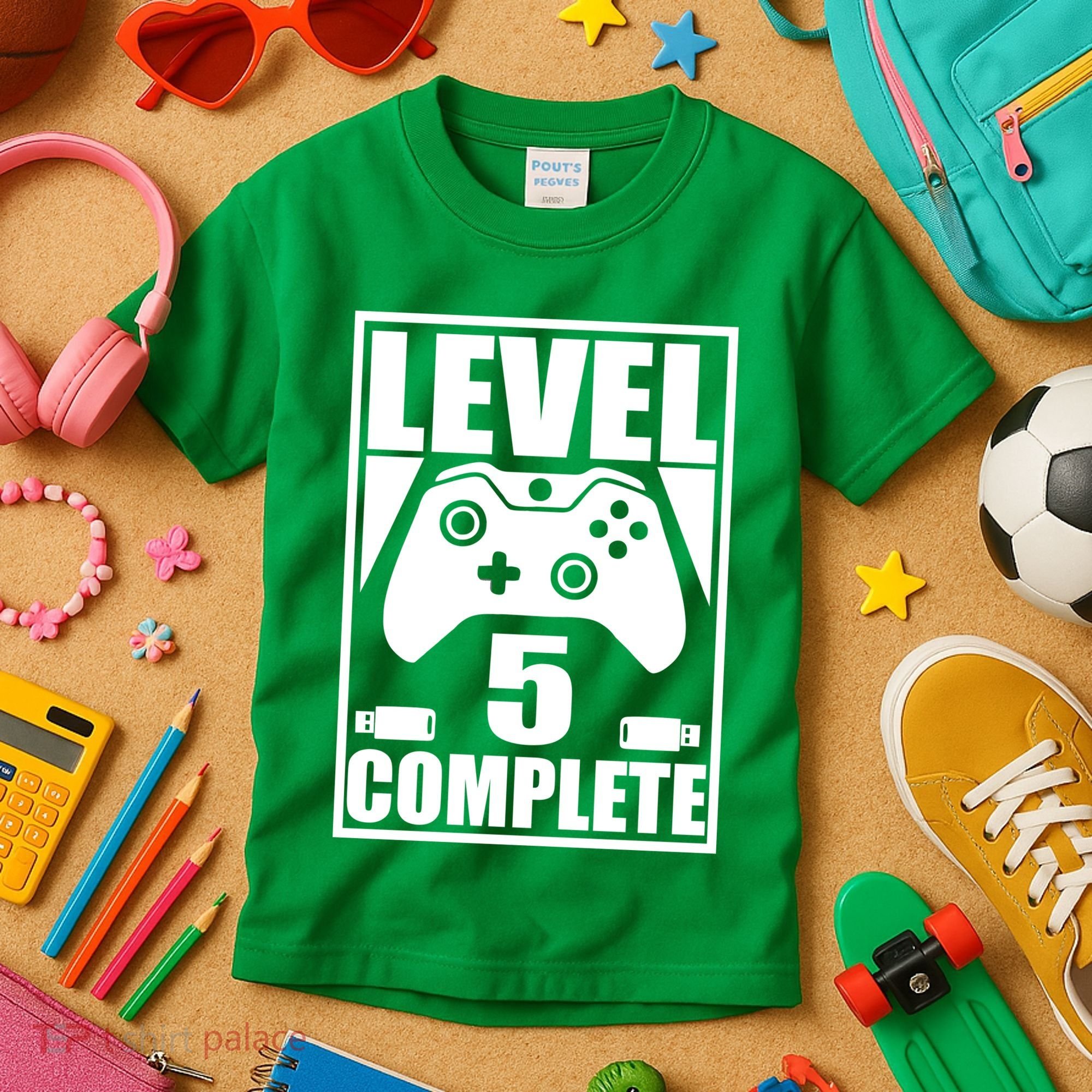 Level 5 Complete Video Gamer 5th Birthday Kids T-Shirt