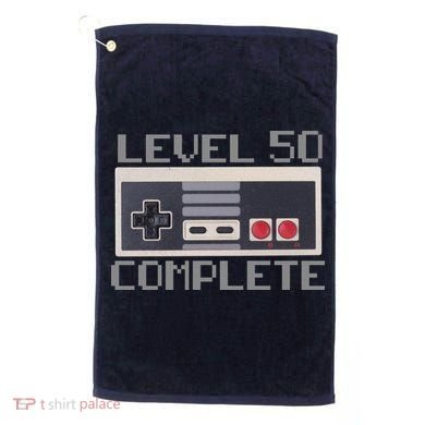 Level 50 Complete Retro Gamer 50th Birthday Golf Towel