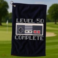 Level 50 Complete Retro Gamer 50th Birthday Golf Towel thumb 1