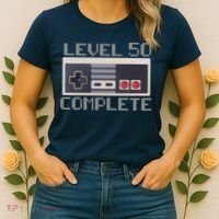 Level 50 Complete Retro Gamer 50th Birthday Women's T-Shirt thumb 2