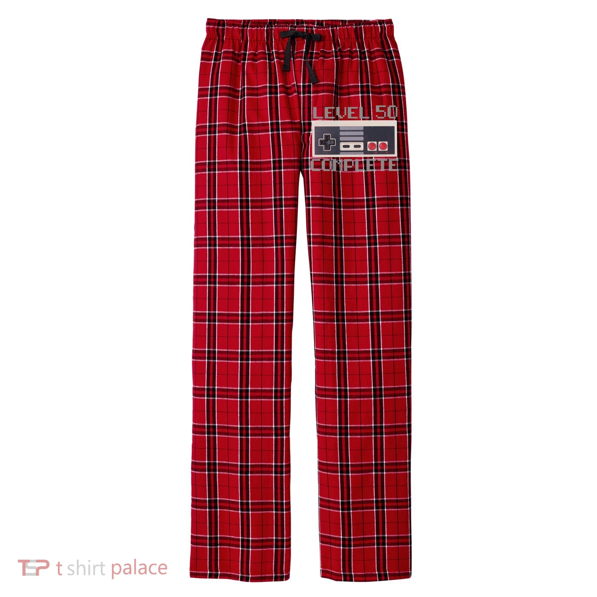 Level 50 Complete Retro Gamer 50th Birthday Men's Flannel Plaid Pajama Pants