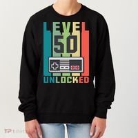Level 50 Unlocked Funny Retro Gamer Birthday Women's Sweatshirt thumb 0