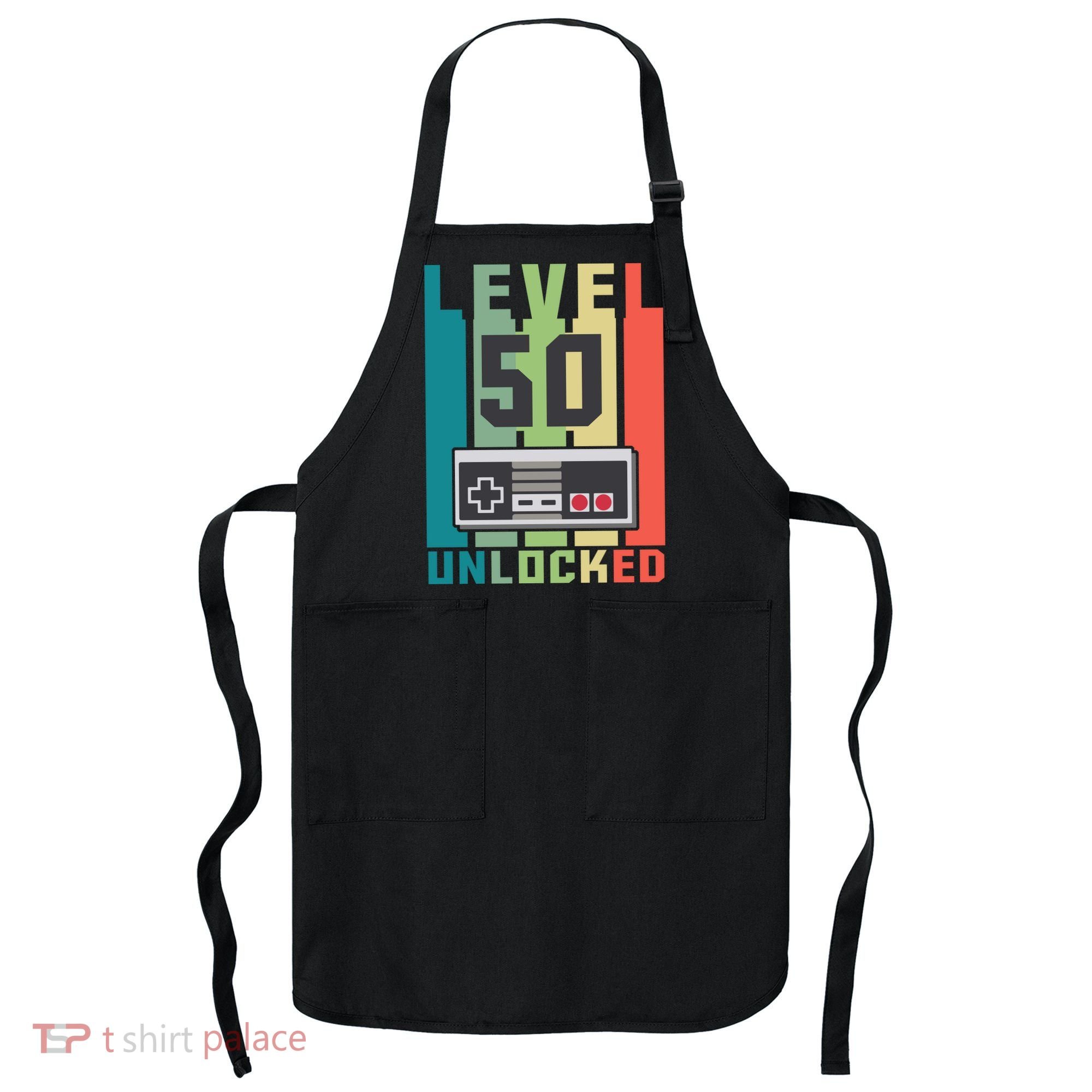 Level 50 Unlocked Funny Retro Gamer Birthday Apron