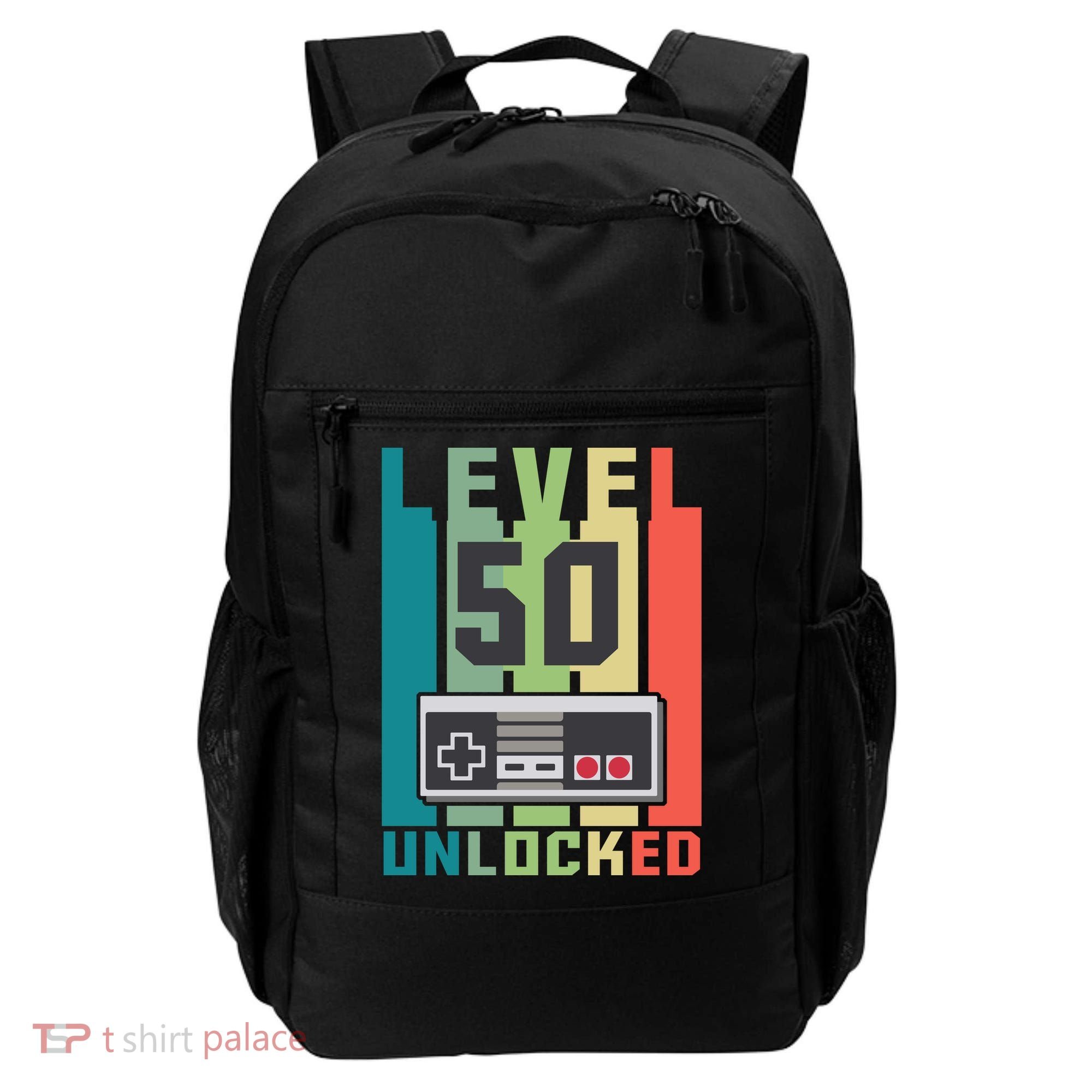 Level 50 Unlocked Funny Retro Gamer Birthday Backpack