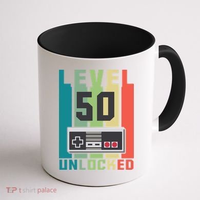 Level 50 Unlocked Funny Retro Gamer Birthday Coffee Mug back