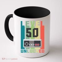 Level 50 Unlocked Funny Retro Gamer Birthday Coffee Mug thumb 0
