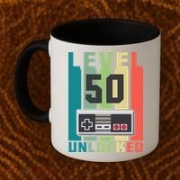 Level 50 Unlocked Funny Retro Gamer Birthday Coffee Mug thumb 2
