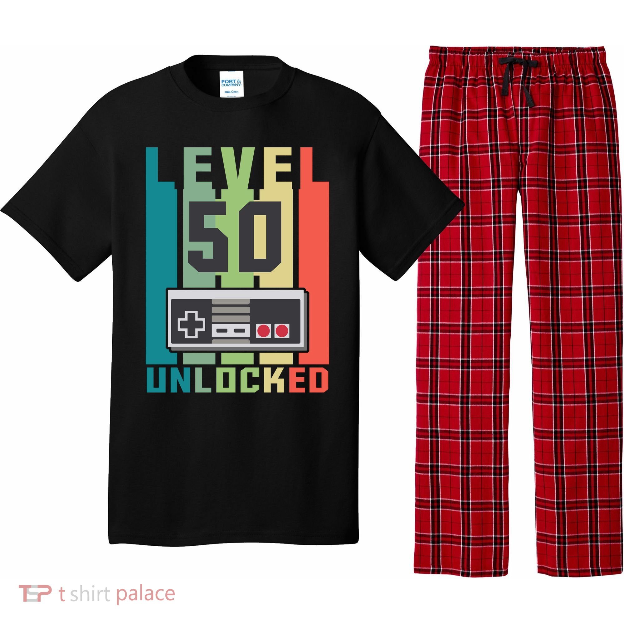 Level 50 Unlocked Funny Retro Gamer Birthday Pajama Set
