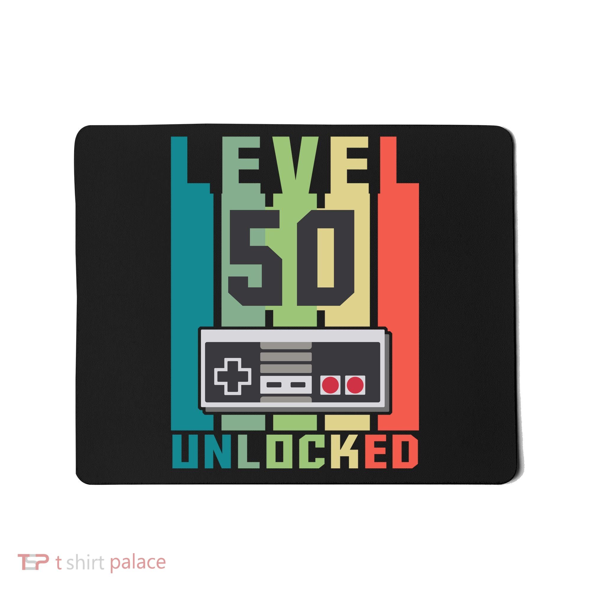 Level 50 Unlocked Funny Retro Gamer Birthday Mousepad