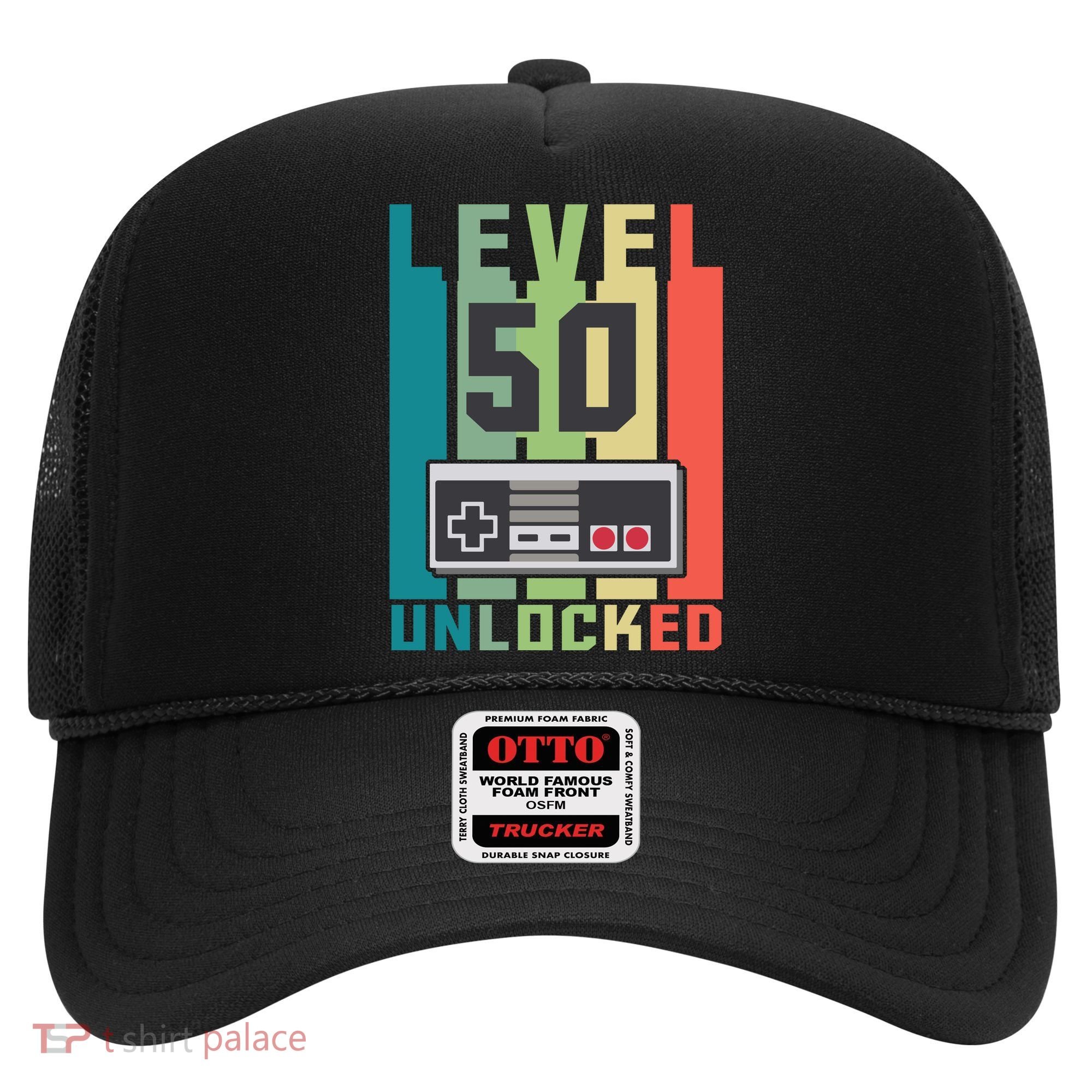 Level 50 Unlocked Funny Retro Gamer Birthday Hat