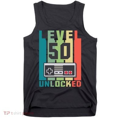Level 50 Unlocked Funny Retro Gamer Birthday Tank Top