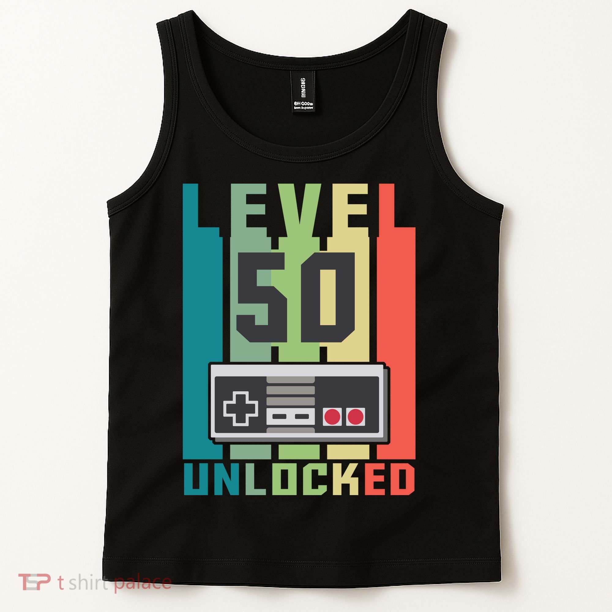 Level 50 Unlocked Funny Retro Gamer Birthday Tank Top