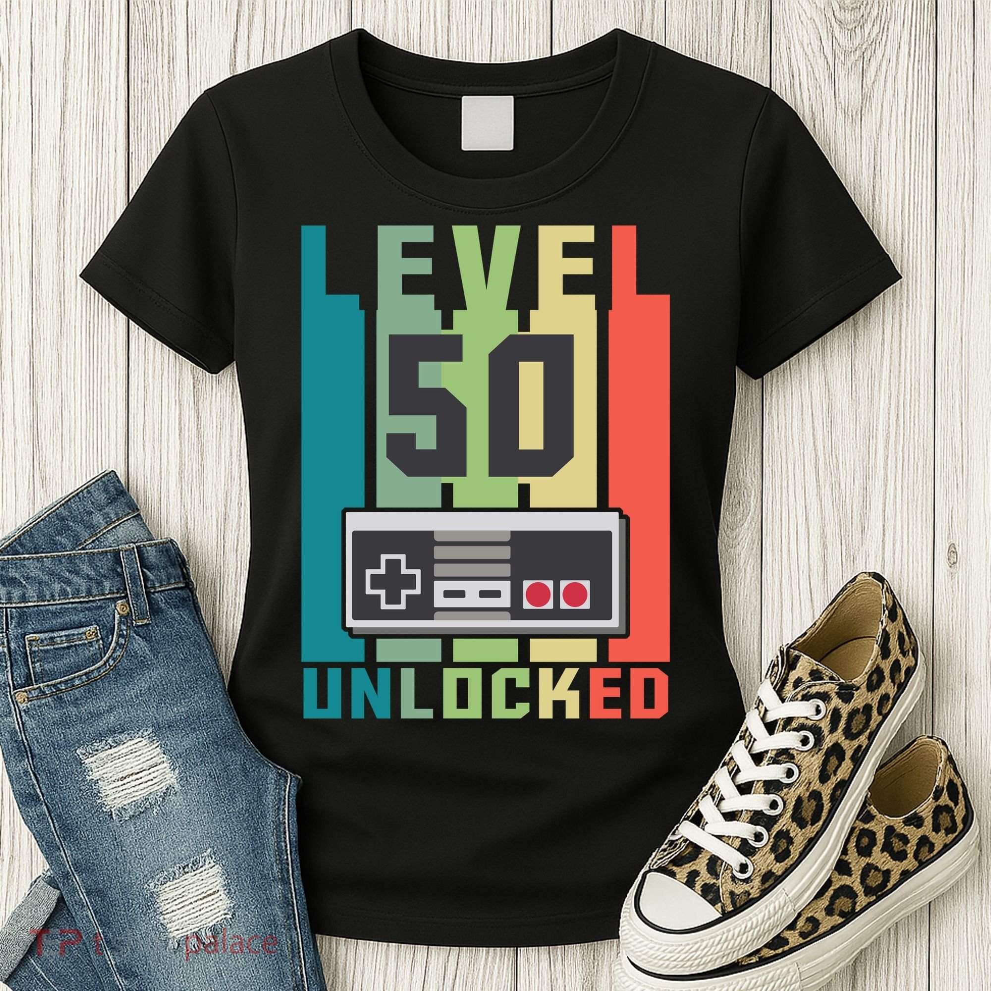 Level 50 Unlocked Funny Retro Gamer Birthday Women's T-Shirt