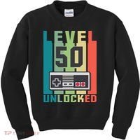 Level 50 Unlocked Funny Retro Gamer Birthday Kids Sweatshirt thumb 0