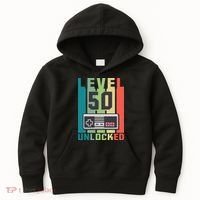 Level 50 Unlocked Funny Retro Gamer Birthday Kids Hoodie thumb 0