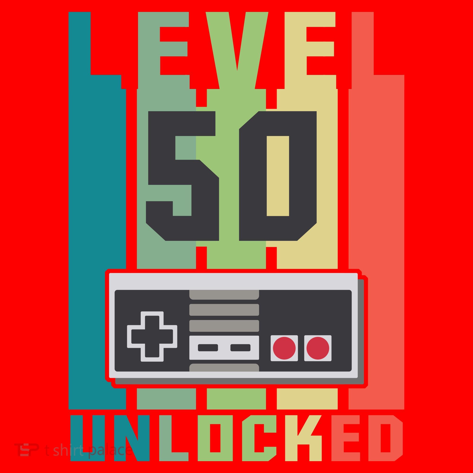 Level 50 Unlocked Funny Retro Gamer Birthday Santa Hat
