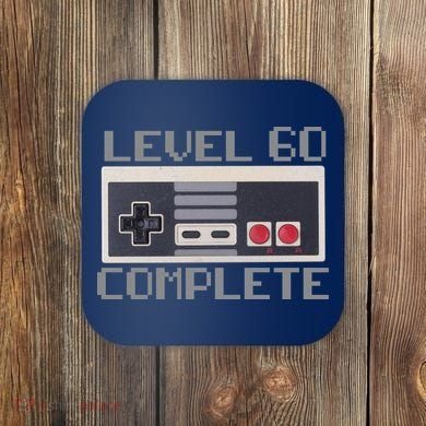 Level 60 Complete Retro Gamer 60th Birthday Coaster