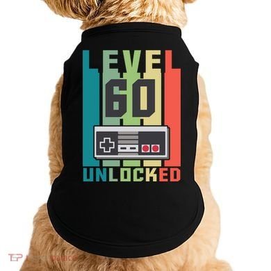 Level 60 Unlocked Funny Retro Gamer Birthday Doggie Tank